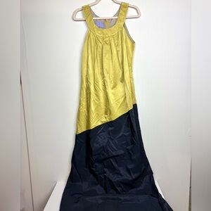 Lavender Label Vara Wang Yellow and Navy Sleeveless Maxi Dress Size 8